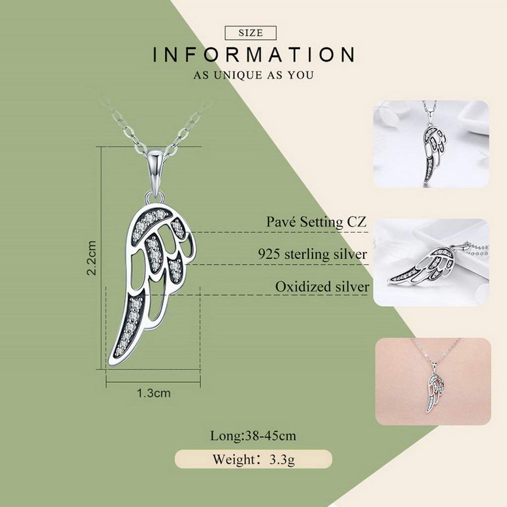 PAHALA 925 Sterling Silver Fairy Wings Feather Crystal Pendant Necklace Earrings Jewelry Set
