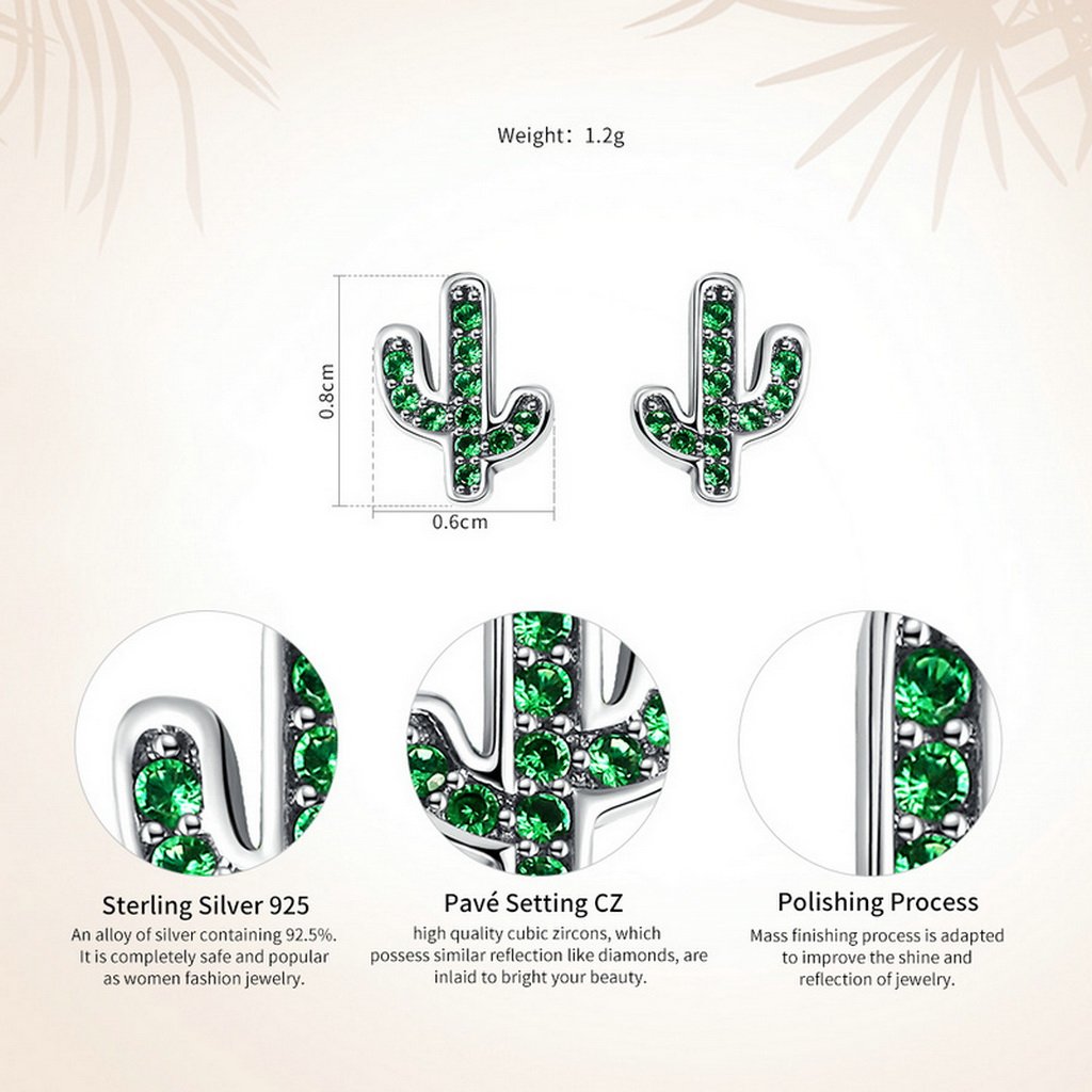 PAHALA 925 Sterling Silver Green Cacuts Crystals Party Wedding Stud Earring