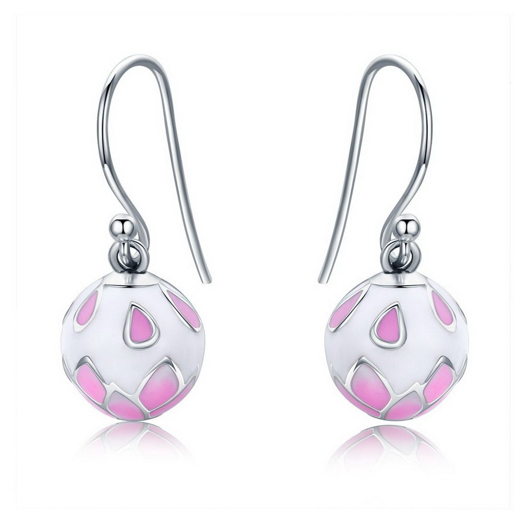 PAHALA 925 Sterling Silver Pink Enamel Flowers Drop Earrings