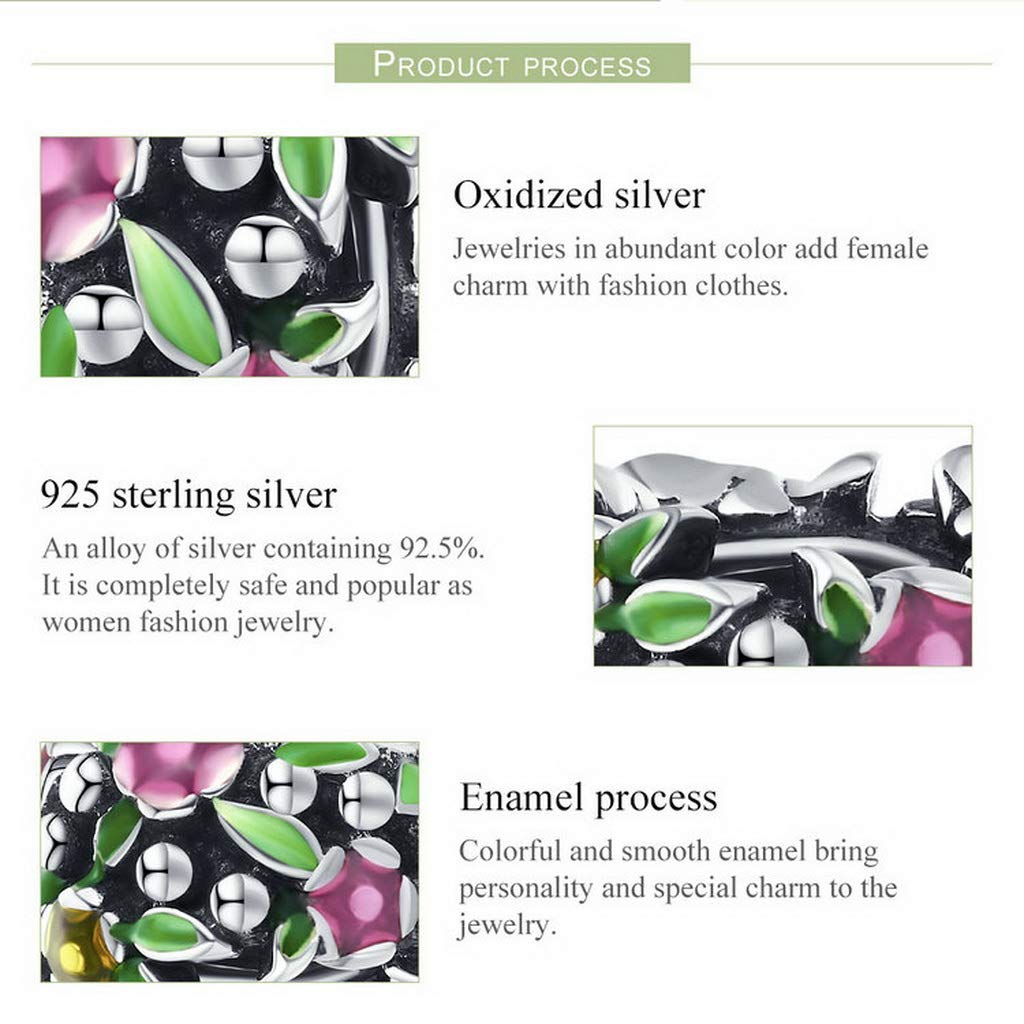 PAHALA 925 Strling Silver Flower Wall Spacer Enamel Charms