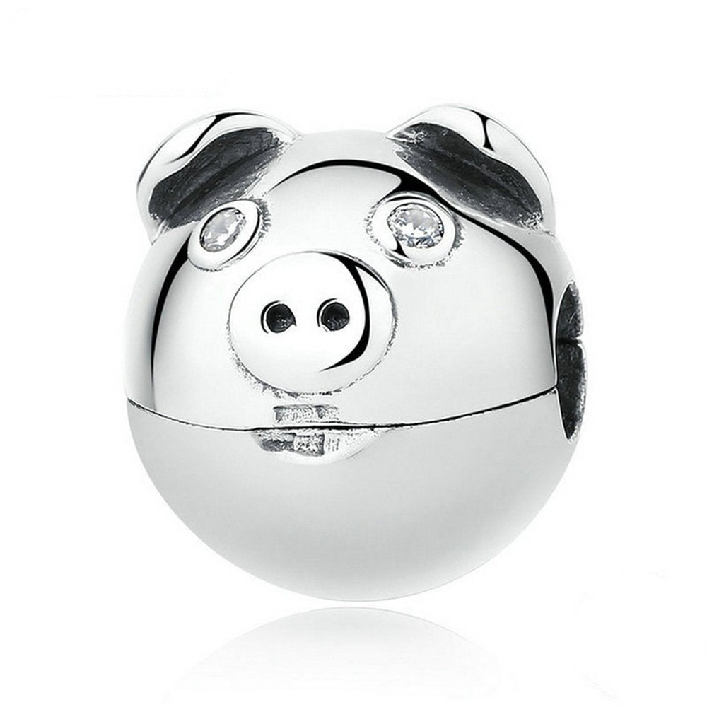 PAHALA 925 Strling Silver Cute Pig Charms Pendant Fit Bracelets Necklace