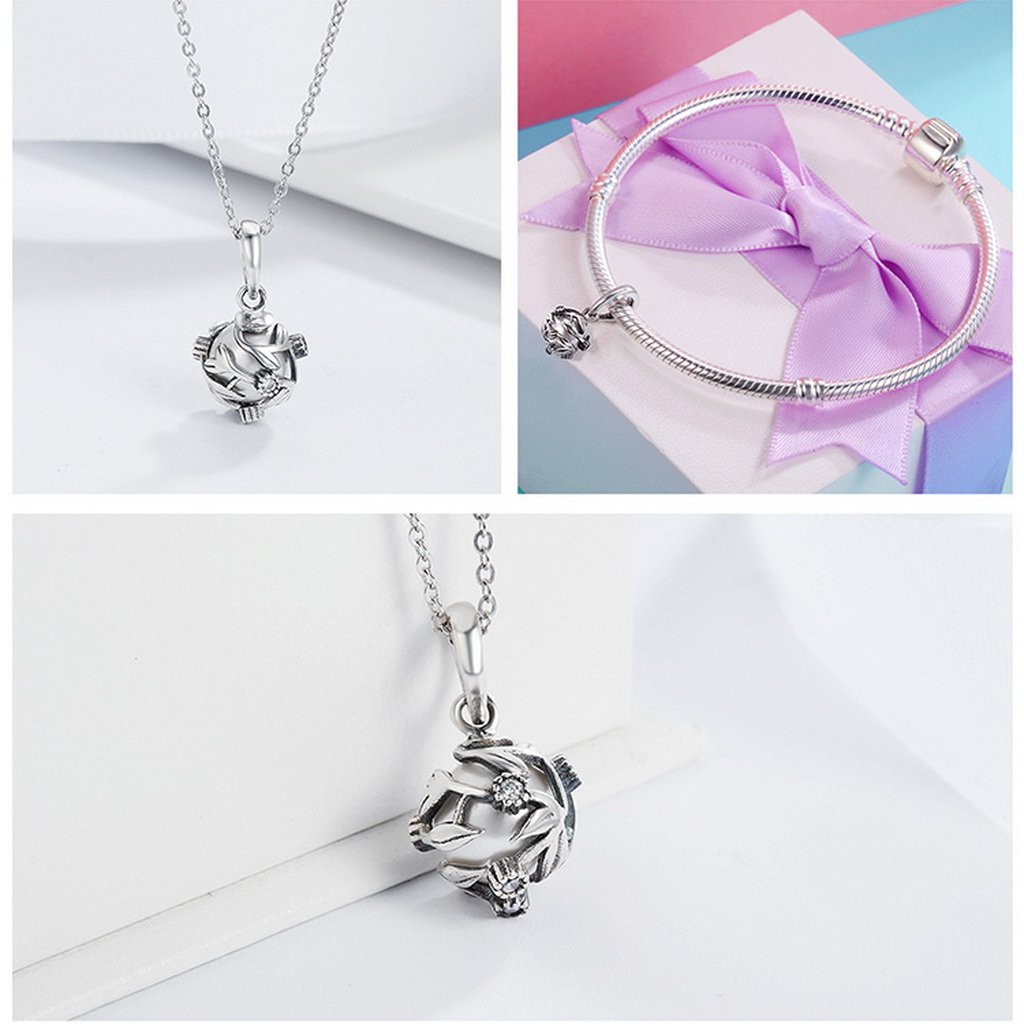 PAHALA 925 Sterling Silver Romantic Vines Leaves Love Charm Bead