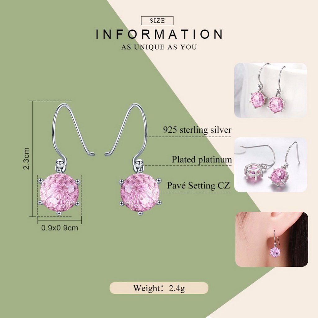 PAHALA 925 Sterling Silver Pink Crystal Long Tassel Earrings