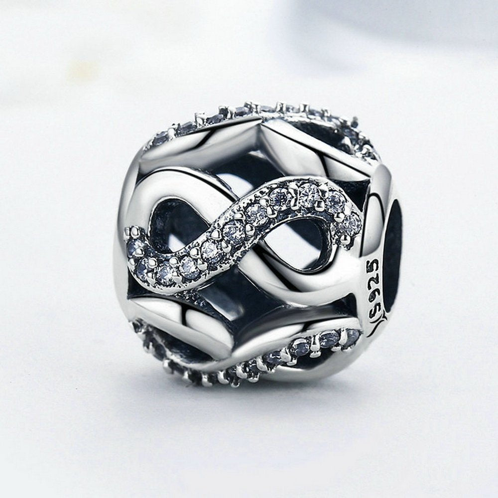 PAHALA 925 Strling Silver Infinite Love with Crystals Charms Fit Bracelets Necklace