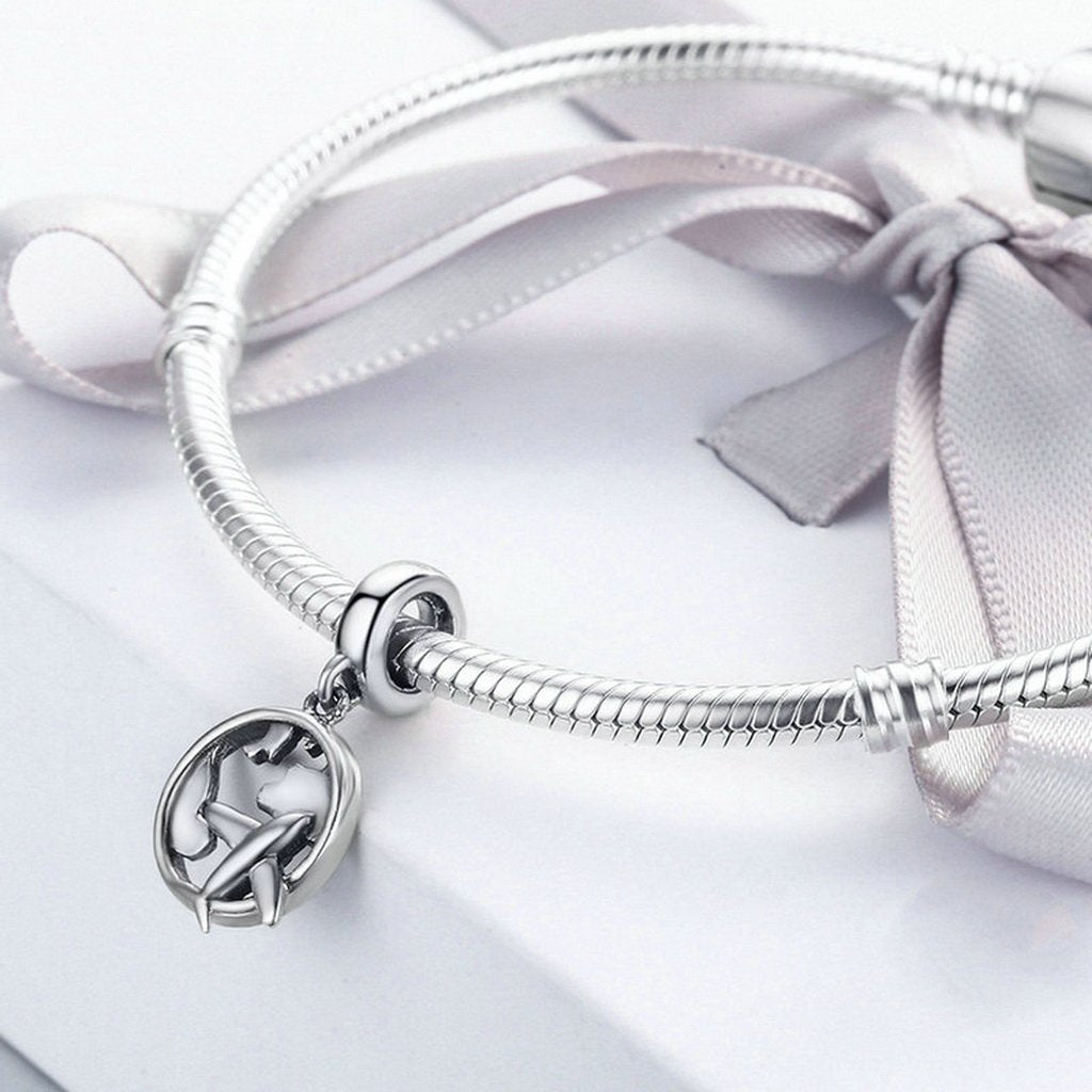 PAHALA 925 Sterling Silver Traveling with Plan Charms Fit Bracelets Necklace