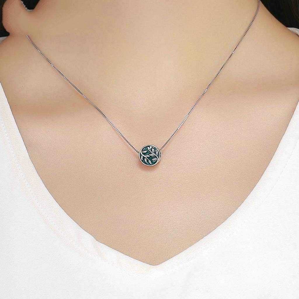 PAHALA 925 Strling Silver Green Enamel Tree Leaves Charms Beads
