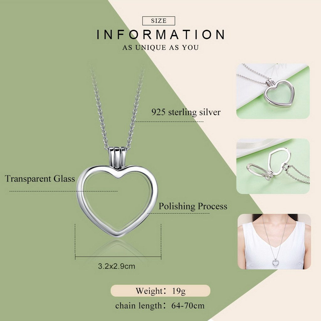 PAHALA 925 Sterling Silver Memories Heart Pendant Necklace