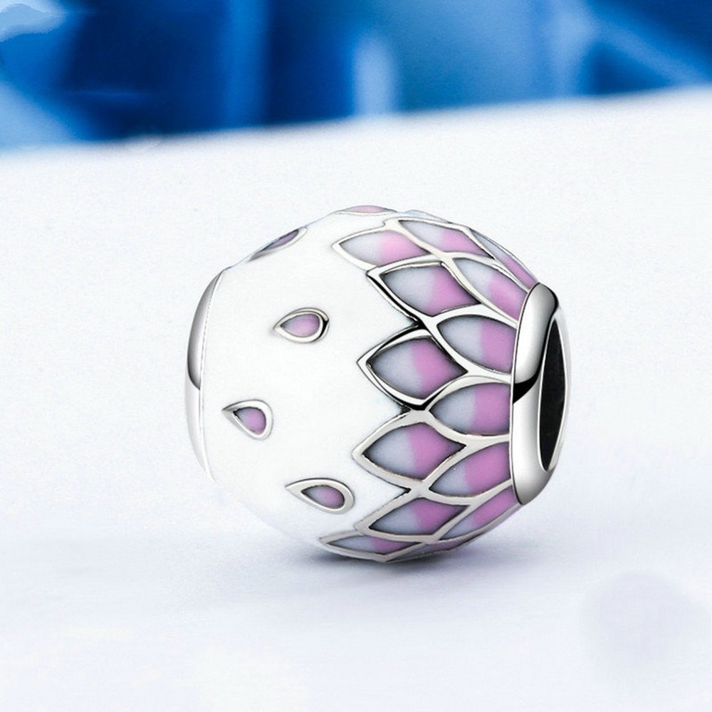PAHALA 925 Strling Silver Gradual Pink White Enamel Charms Fit Bracelets Necklace