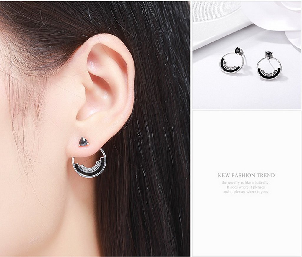 PAHALA 925 Sterling Interlink Circle With Crystals Party Wedding Stud Earrings