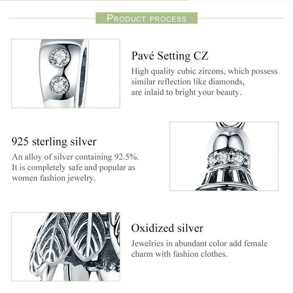 PAHALA 925 Strling Silver Badminton Pendant with Crystals Charm Bead