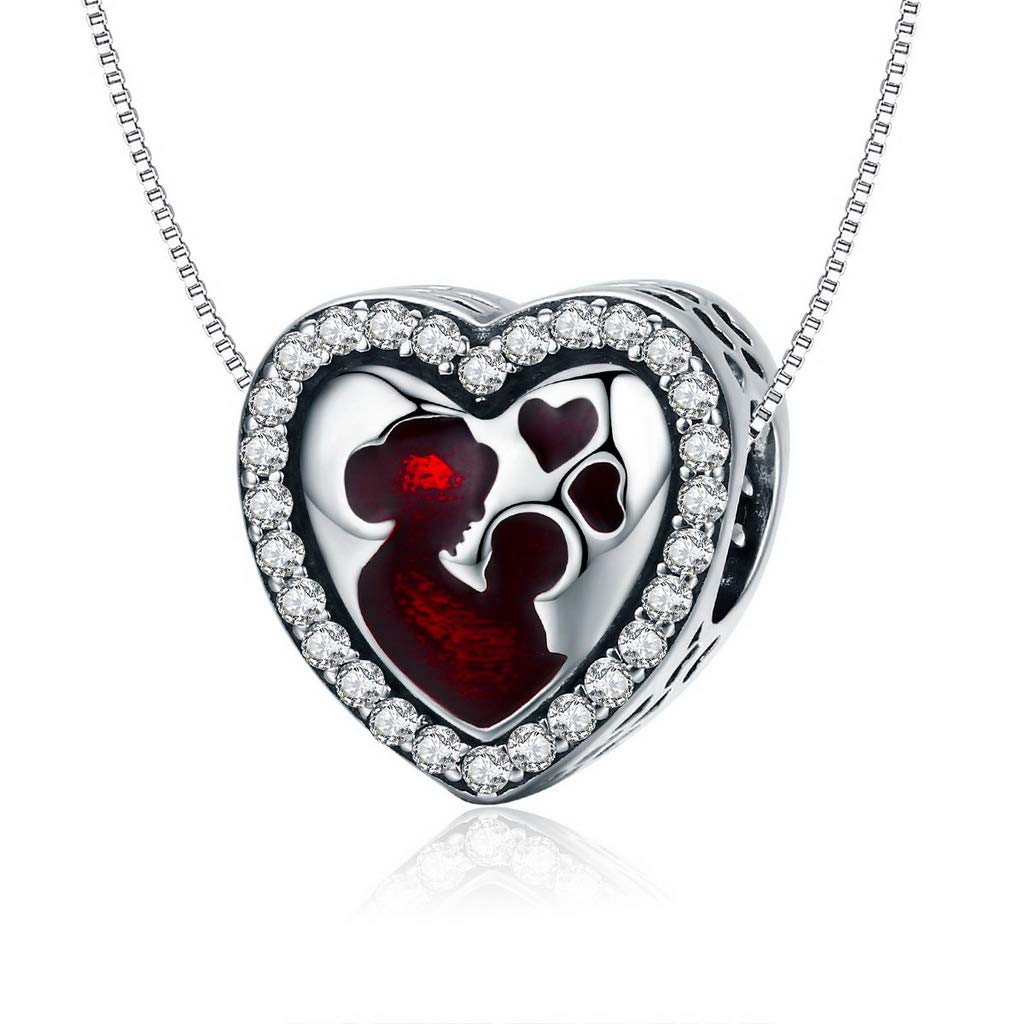 PAHALA 925 Strling Silver Great Mother Love Heart Crystals Charms