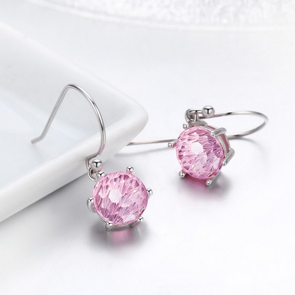 PAHALA 925 Sterling Silver Pink Crystal Long Tassel Earrings