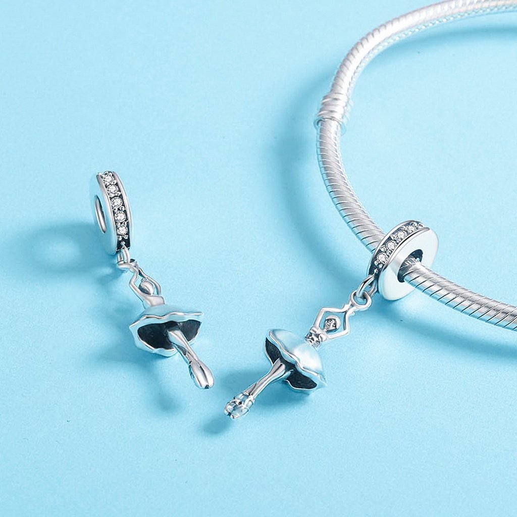 PAHALA 925 Sterling Silver Ballet Girl with Crystals Pendant Charm Bead