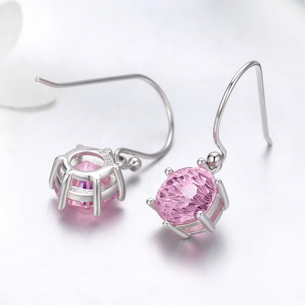 PAHALA 925 Sterling Silver Pink Crystal Long Tassel Earrings