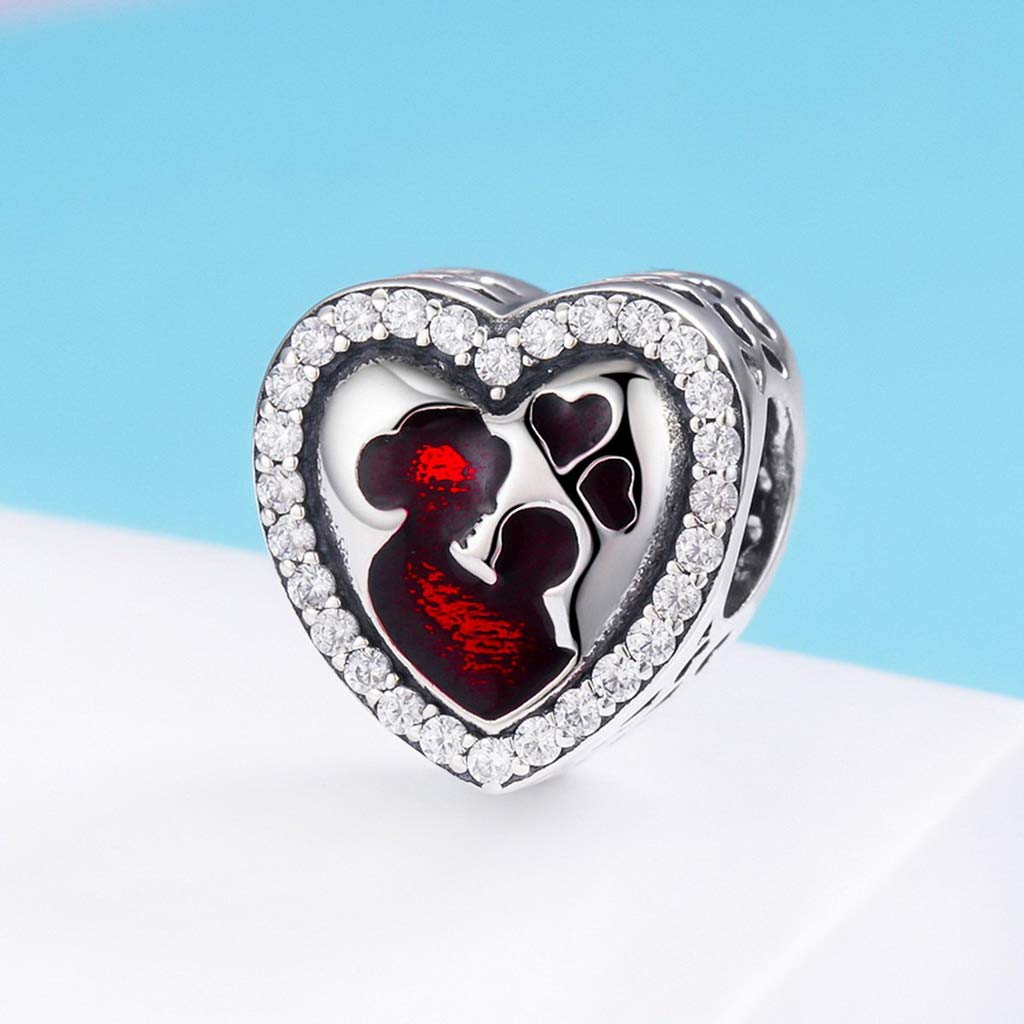 PAHALA 925 Strling Silver Great Mother Love Heart Crystals Charms