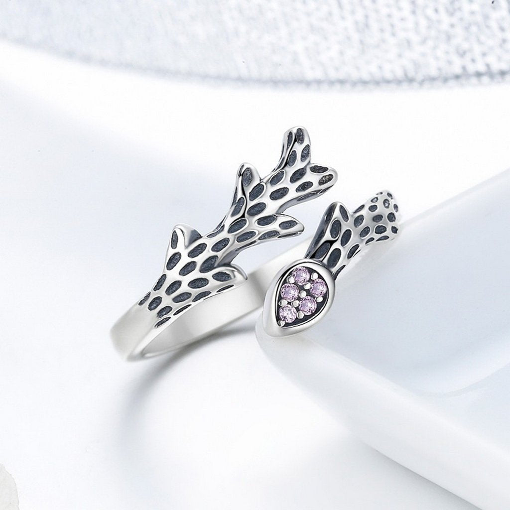 PAHALA 925 Strling Silver Chic Vines with Crystals Weeding Party Band Ring