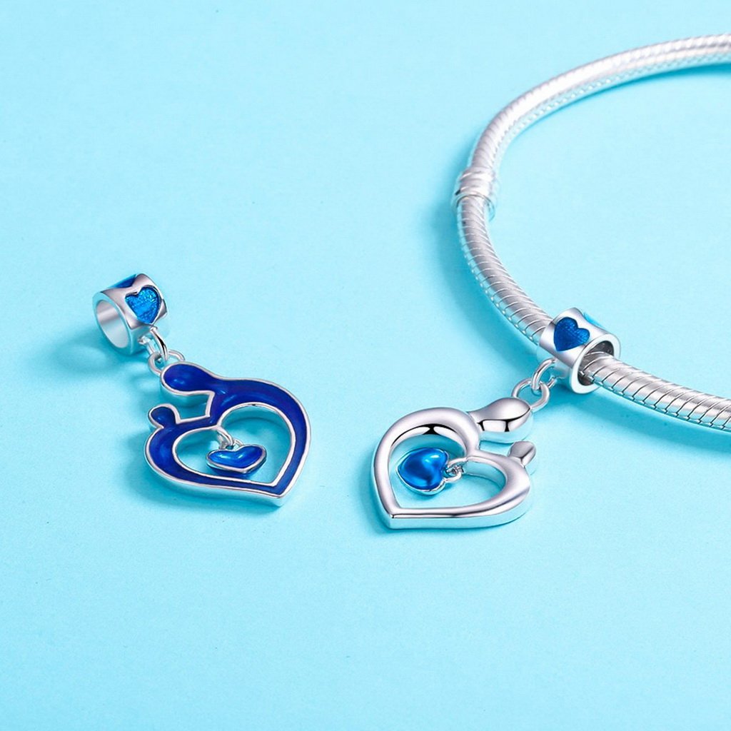 PAHALA 925 Sterling Silver Enamel Love Heart Charm Bead