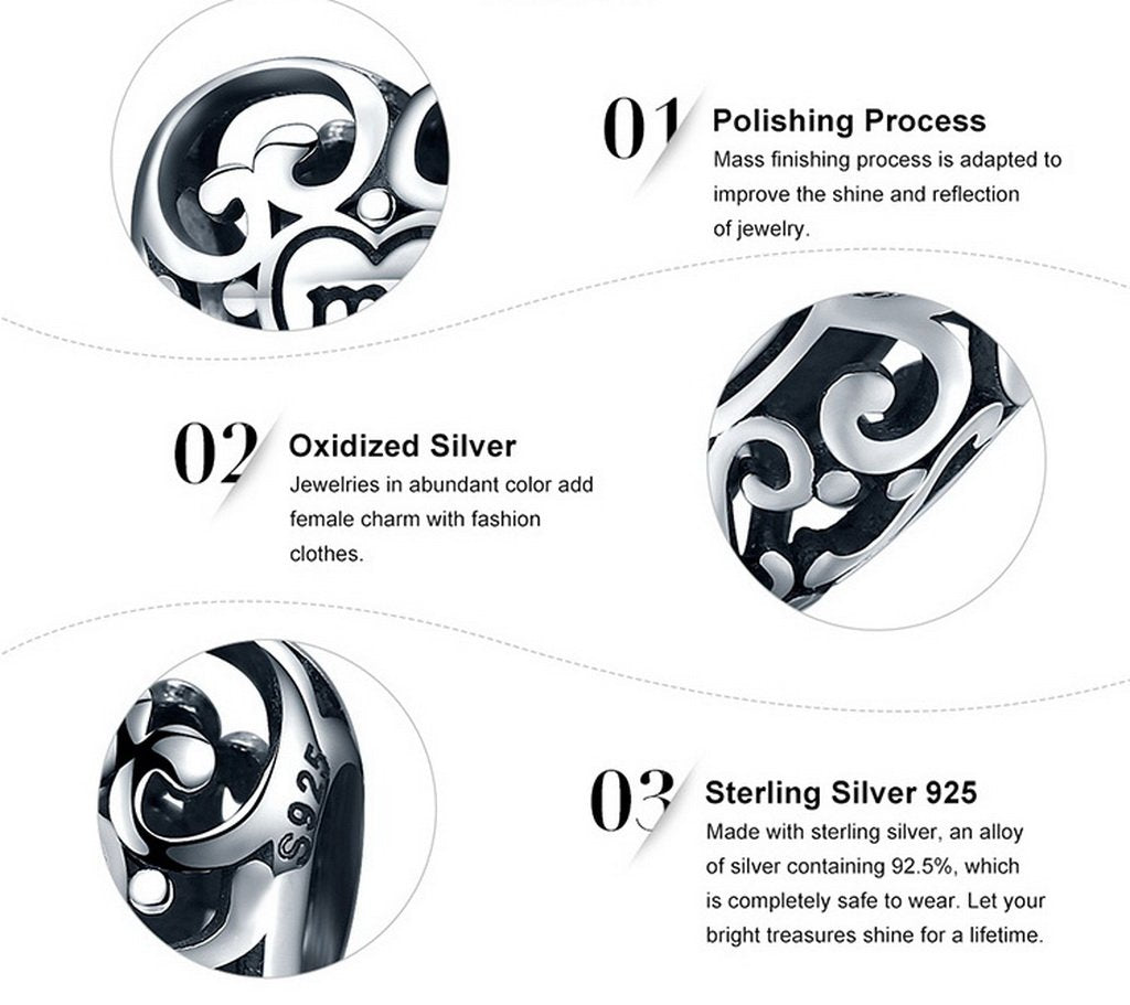 PAHALA 925 Strling Silver You and Me Flower Charms Fit Bracelets Necklace
