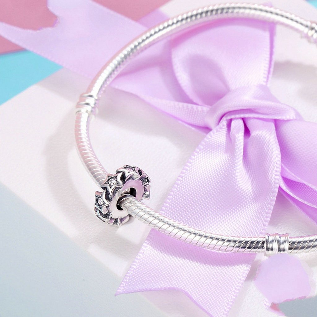 PAHALA 925 Sterling Silver Super Star with Crystals Charm Bead Fit Bracelet