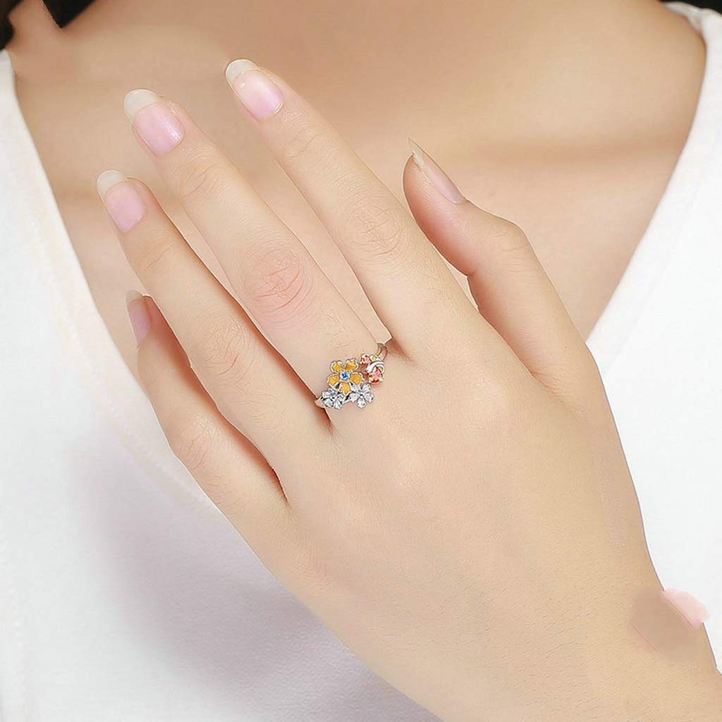 PAHALA 925 Strling Silver Love of Butterfly Crystals Finger Weeding Party Ring