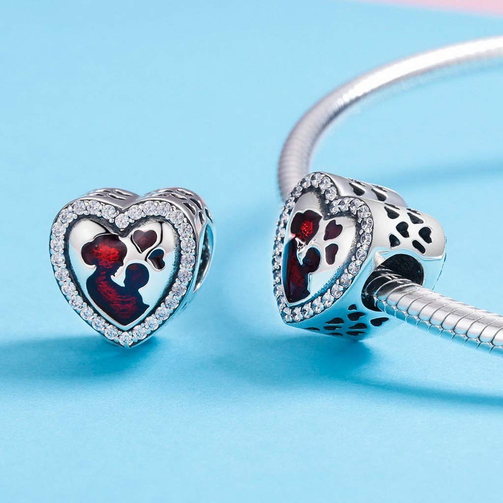 PAHALA 925 Strling Silver Great Mother Love Heart Crystals Charms