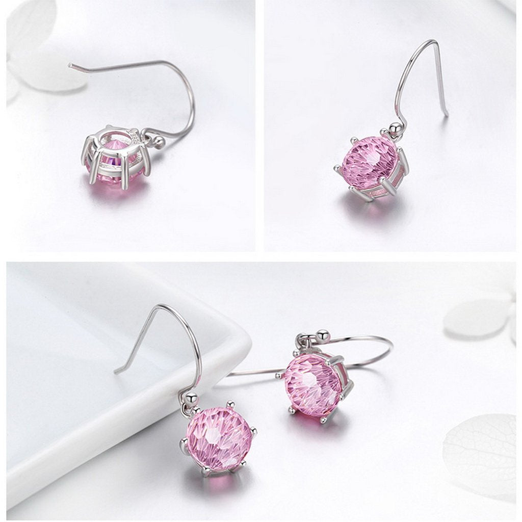 PAHALA 925 Sterling Silver Pink Crystal Long Tassel Earrings