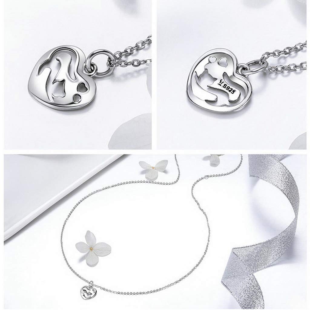 PAHALA 925 Sterling Silver I Love My Cat in Heart Pendant Necklace