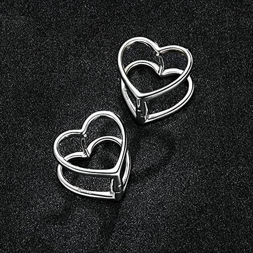 PAHALA 925 Sterling Silver Simple Double Heart Star Infinite Love Stud Earrings
