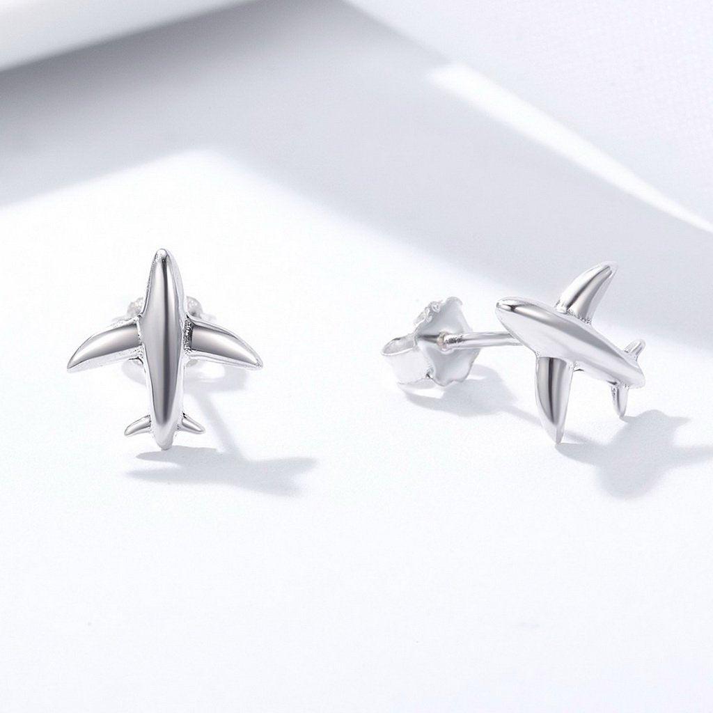 PAHALA 925 Sterling Silver Romantic Airplane Sky Stud Earrings