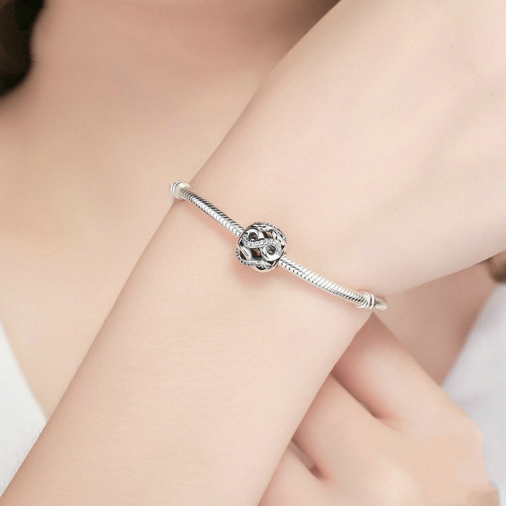 PAHALA 925 Strling Silver Infinite Love with Crystals Charms Fit Bracelets Necklace