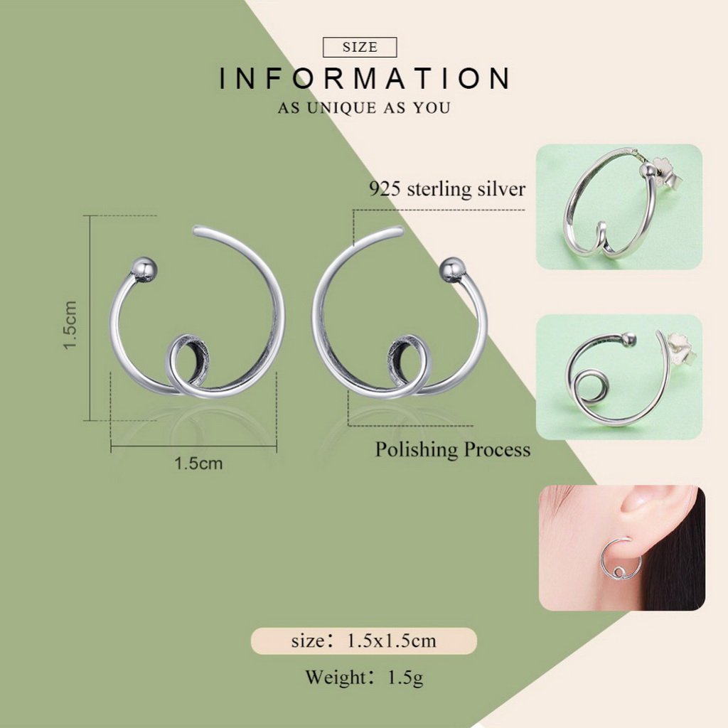 PAHALA 925 Sterling Silver Simple Line Party Wedding Stud Earrings