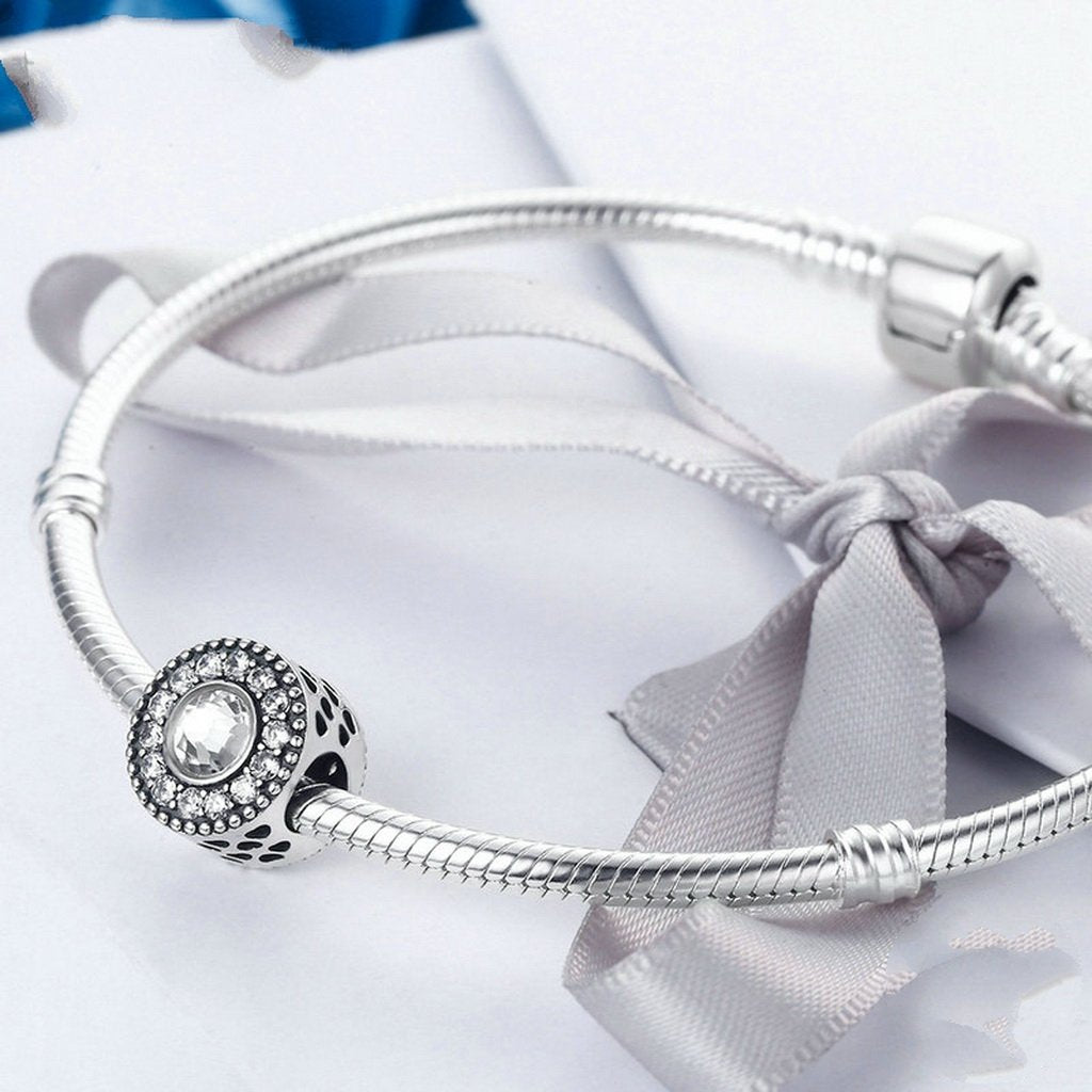 PAHALA 925 Sterling Silver Lovely Round Classical Dazzling with Crystals Charms Beads