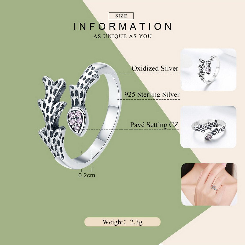 PAHALA 925 Strling Silver Chic Vines with Crystals Weeding Party Band Ring