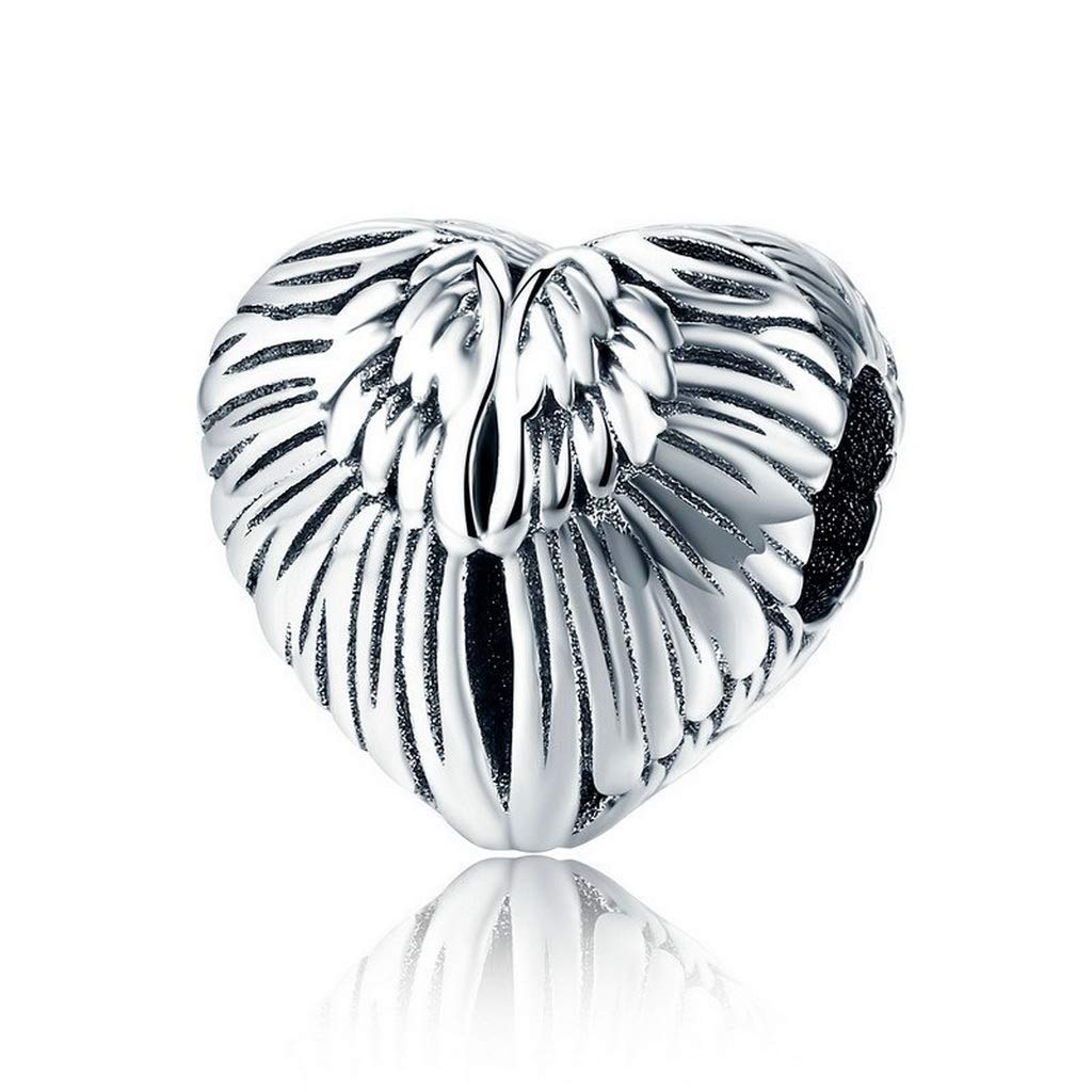 PAHALA 925 Strling Silver Wings in Heart Charm Bead