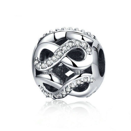 PAHALA 925 Strling Silver Infinite Love with Crystals Charms Fit Bracelets Necklace