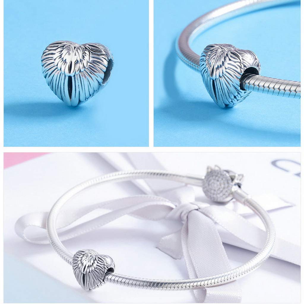 PAHALA 925 Strling Silver Wings in Heart Charm Bead