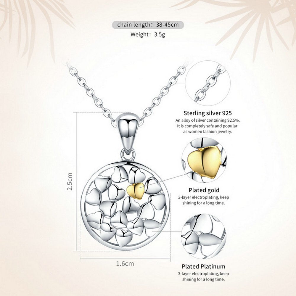 PAHALA 925 Sterling Silver Love Flowers Clear CZ Pendant Necklace