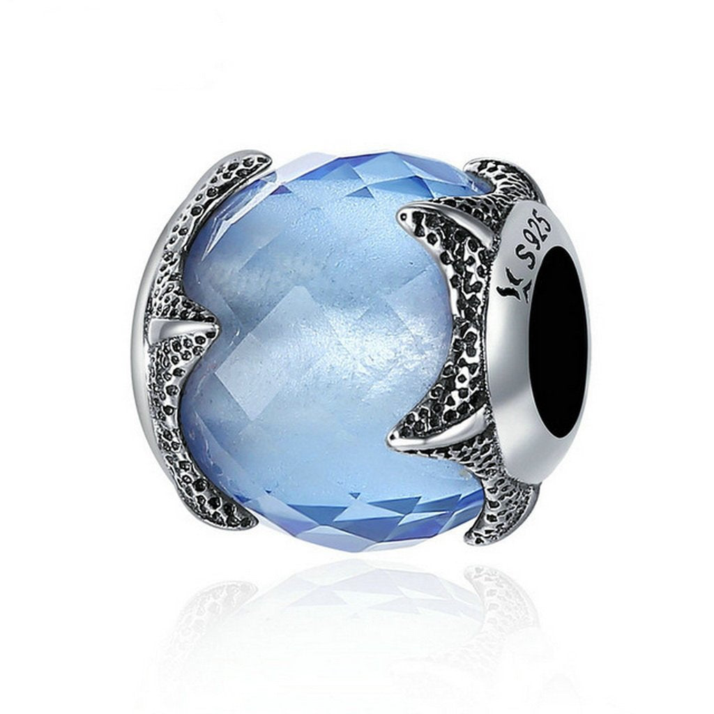 PAHALA 925 Sterling Silver Starfish Loght Blue Crystal Charm Bead