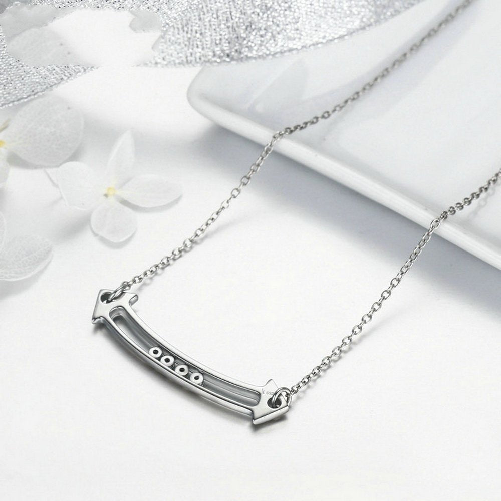 PAHALA 925 Sterling Silver Love in Arrow with Crystals Clear CZ Pendant Necklace