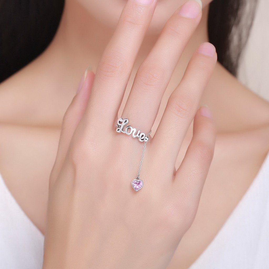 PAHALA 925 Strling Silver Love Letter Adjustable Finger Weeding Party Ring