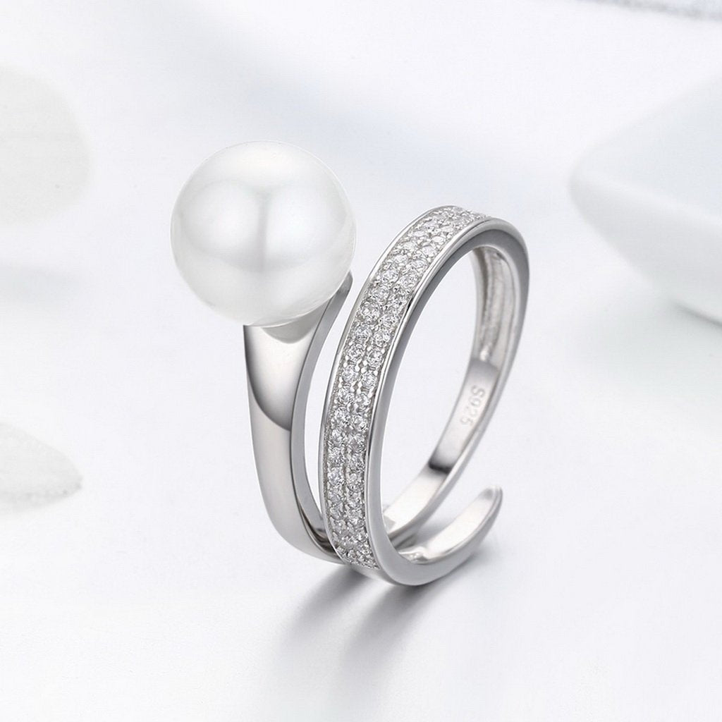 PAHALA 925 Strling Silver Round Geometric Weeding Party Band Ring