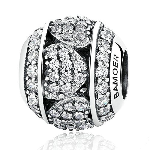 PAHALA 925 Strling Silver Heart with Crystals Charms Pendant Fit Bracelets Necklace