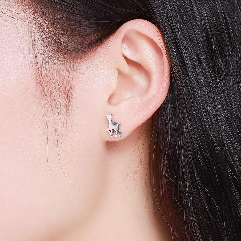 PAHALA 925 Sterling Silver Elf Deer Crystals Stud Earrings