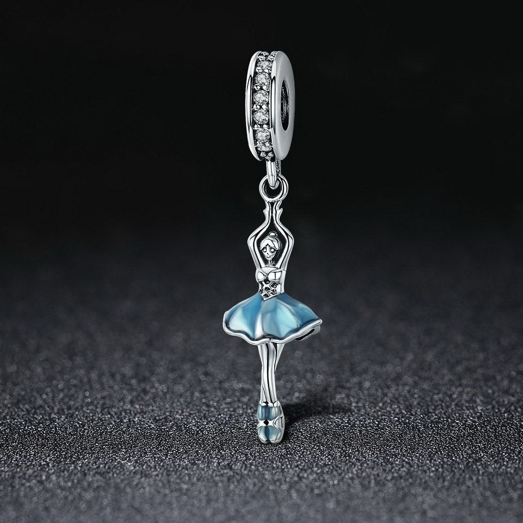 PAHALA 925 Sterling Silver Ballet Girl with Crystals Pendant Charm Bead