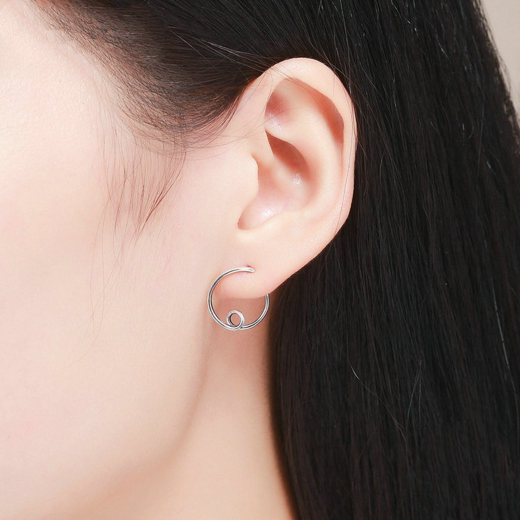 PAHALA 925 Sterling Silver Simple Line Party Wedding Stud Earrings