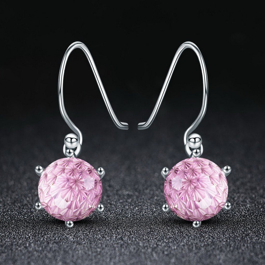 PAHALA 925 Sterling Silver Pink Crystal Long Tassel Earrings