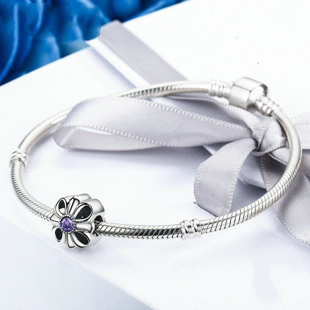 PAHALA 925 Strling Silver Fleur De LYS with Crystal Charms Fit Bracelets Necklace