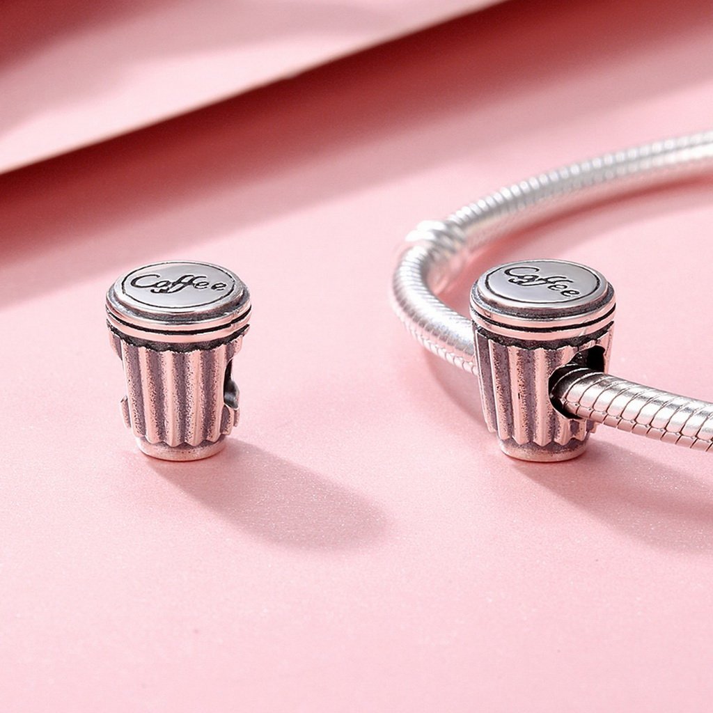 PAHALA 925 Sterling Silver Love Coffee Cup Charm Bead