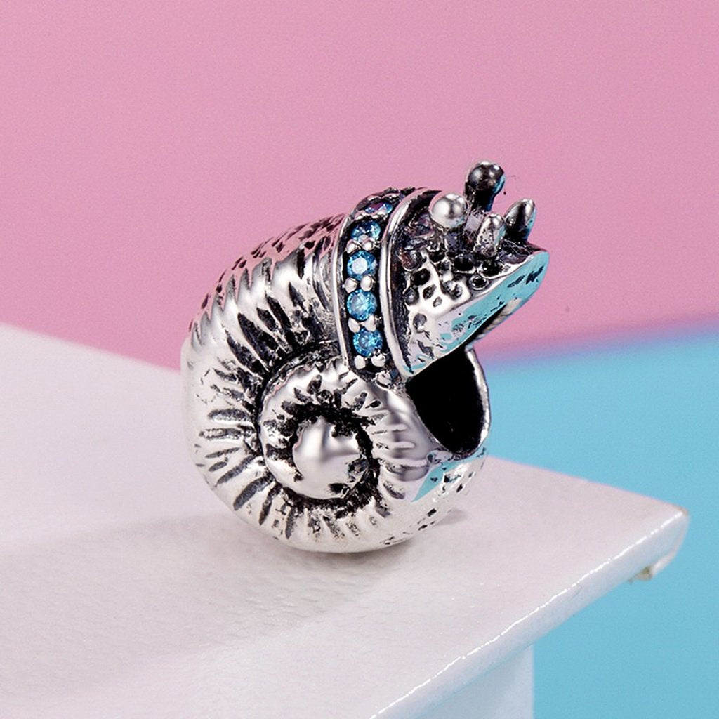 PAHALA 925 Sterling Silver Lovely Snail with Blue Crytals Charm Bead