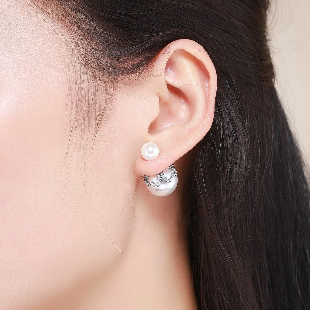 PAHALA 925 Sterling Silver Ball Flower Crystal Stud Earrings